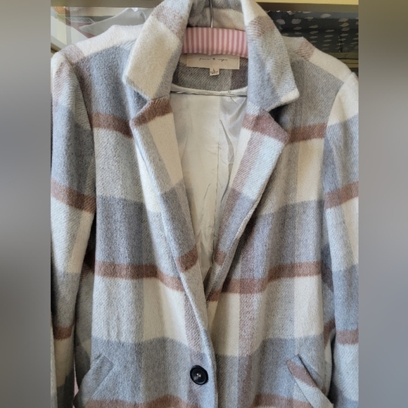 NWOT Vici Dolls Plaid Checkered Long Sleeve Fall Coat - Size Large - Picture 4 of 8